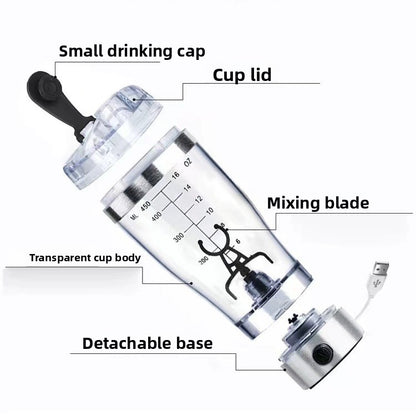 PeakFuel Electric Protein Shaker Cup – USB Rechargeable Mixing Bottle